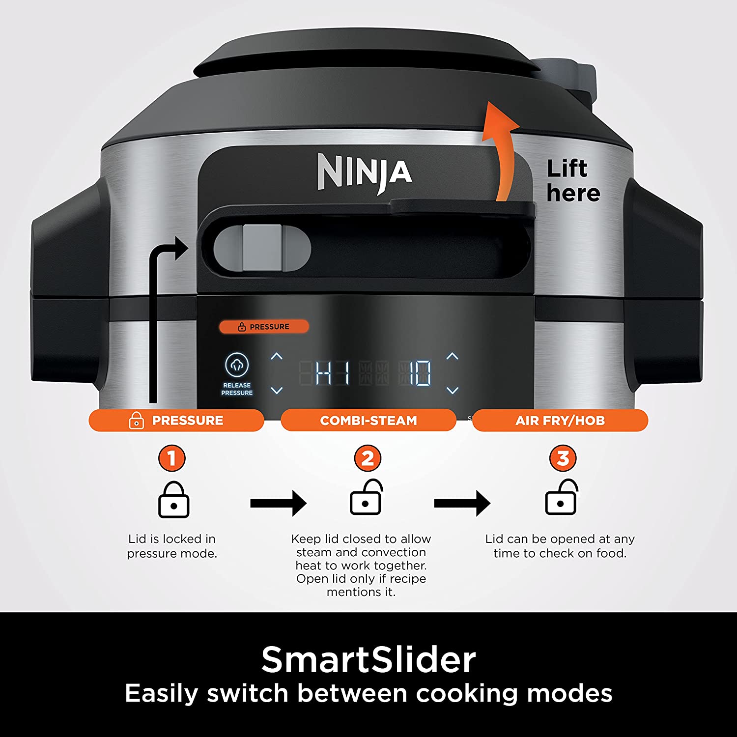 Olla multifunción Ninja Foodi MAX 15 en 1 con tapa inteligente y sistema de cocción inteligente - OL750UK